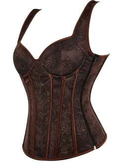 Clearance Retro Stage Steampunk Strap Gothic Corset Coffee