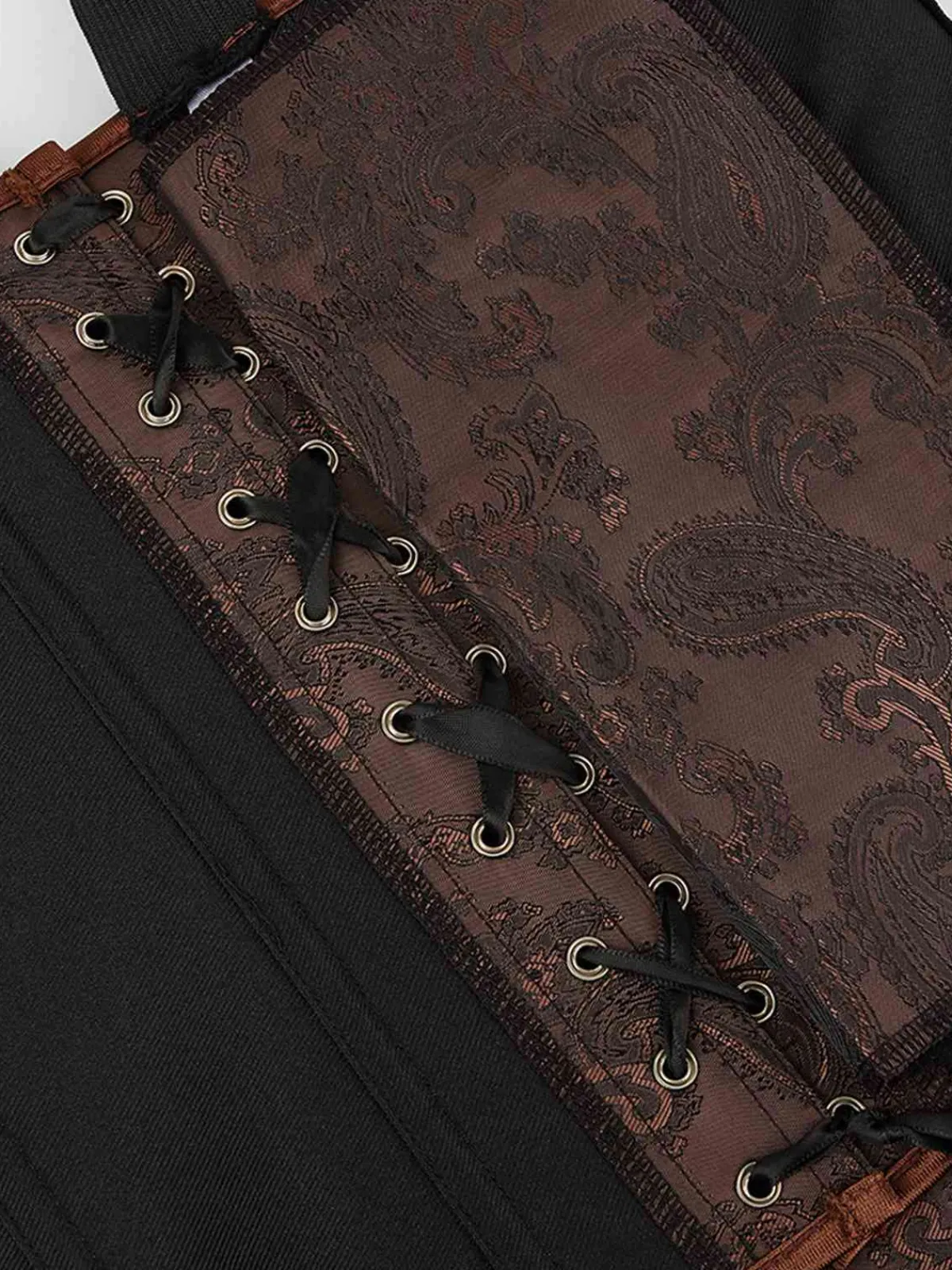 Clearance Retro Stage Steampunk Strap Gothic Corset Coffee