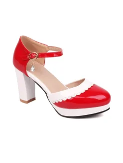 New Retro Stage Color Block Rhinestone Pendant High Heel Shoes