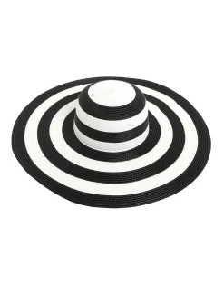 Sale Retro Stage Contrast Stripes Wide Brim Sun Hat