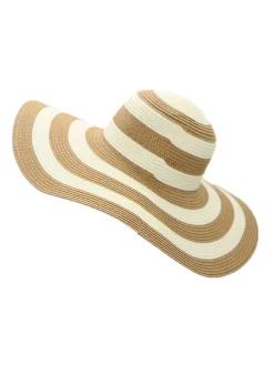 Sale Retro Stage Contrast Stripes Wide Brim Sun Hat