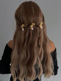 Hot Retro Stage 3D Bow Pearl Drop Hair Clip