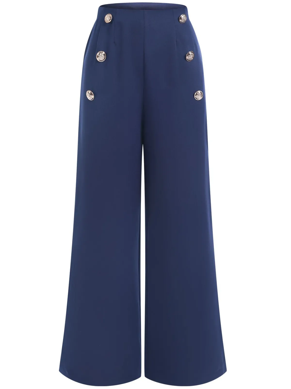 Hot Retro Stage 1940s Double Breasted Wide Leg Pants Dark Blue