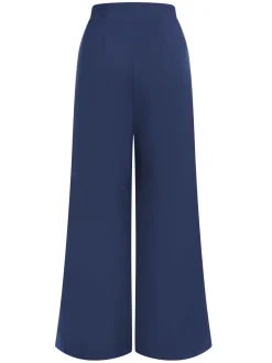 Hot Retro Stage 1940s Double Breasted Wide Leg Pants Dark Blue