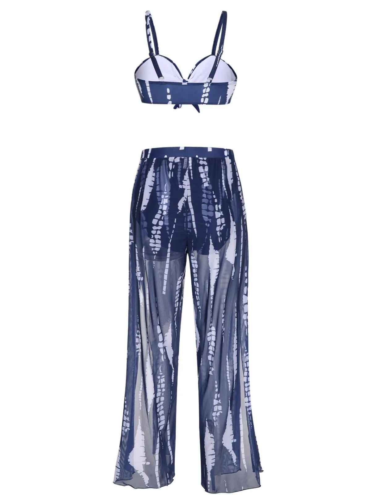Discount Retro Stage 1960s Dyed Graphic Strap Swimsuit & Cover Up Dark Blue