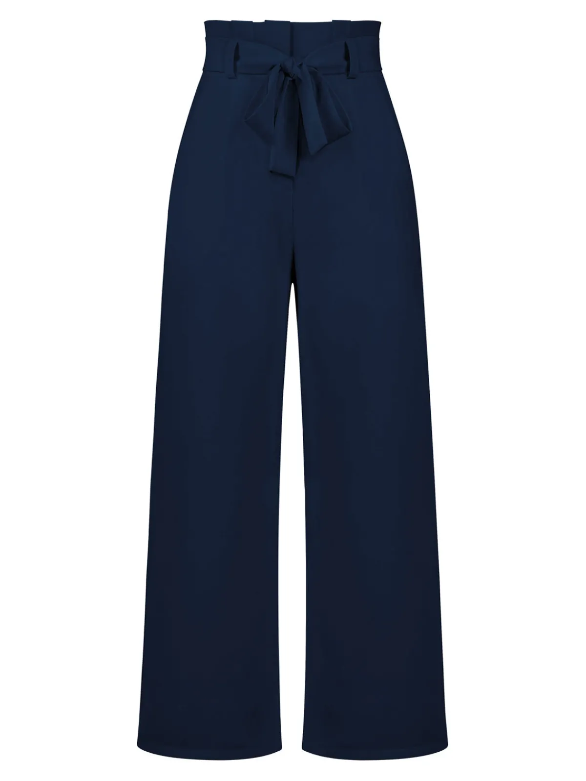 Discount Retro Stage 1940s High Waist Bow Waist Pants Dark Blue