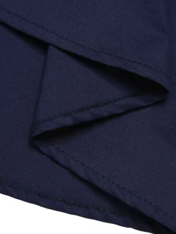 Discount Retro Stage 1950s Lapel Patchwork Dress Dark Blue