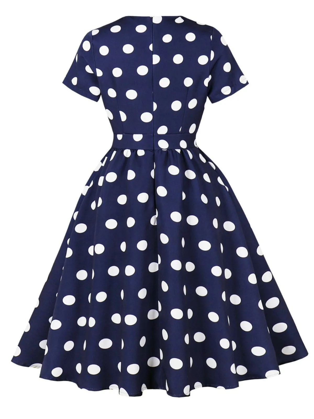 New Retro Stage 1950s Polka Dot Swing Dress Dark Blue
