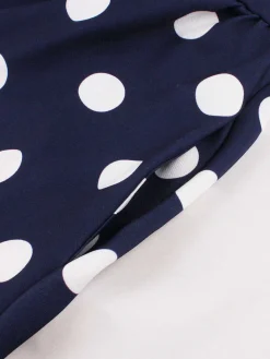 New Retro Stage 1950s Polka Dot Swing Dress Dark Blue