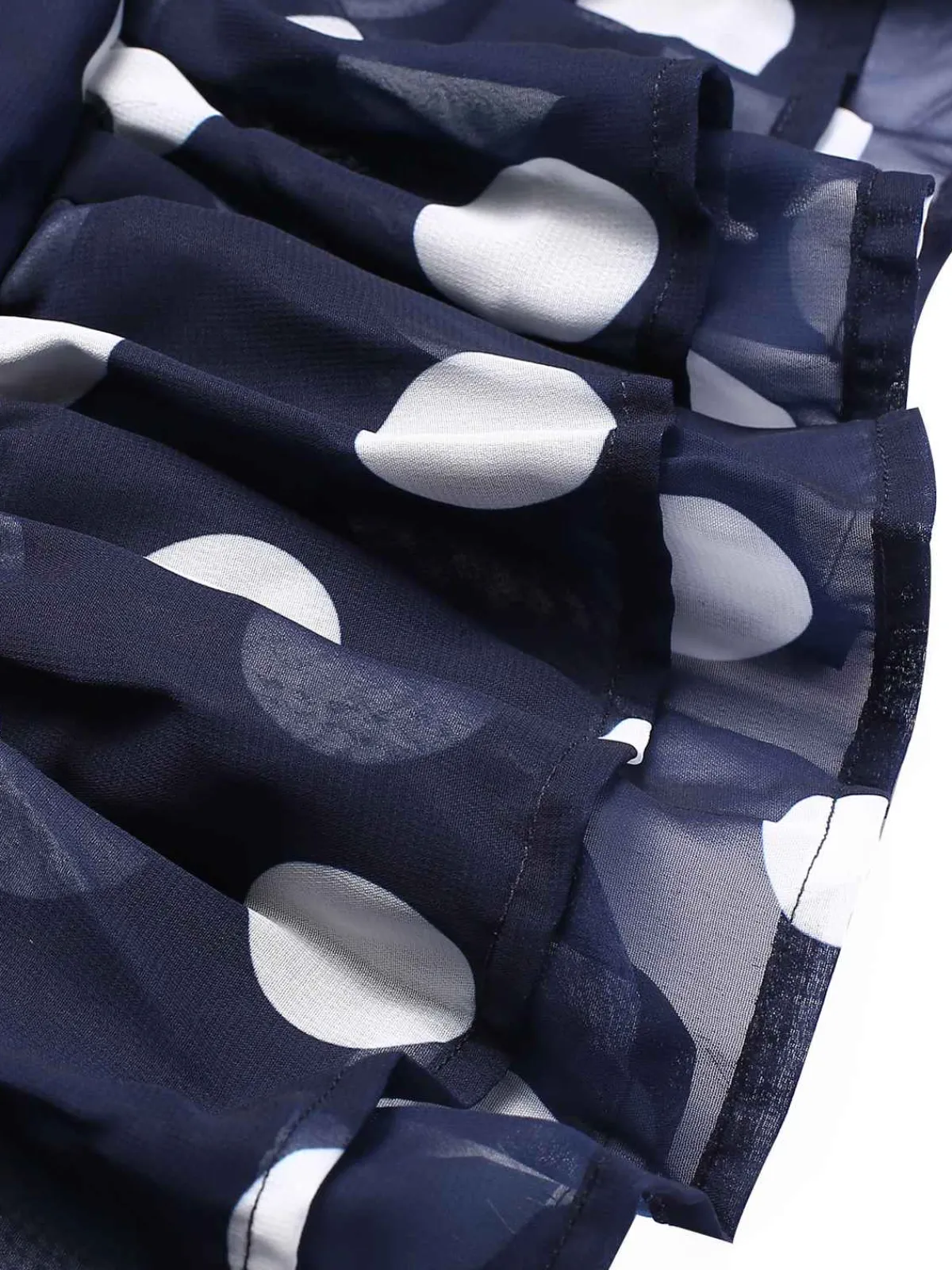 Clearance Retro Stage 1930s Polka Dots Hollow Out Ruffle Dress Dark Blue