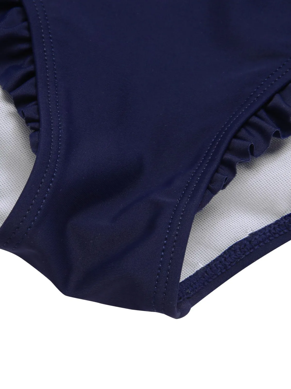 Discount Retro Stage 1970s Sailor Collar Bow Swimsuit Dark Blue