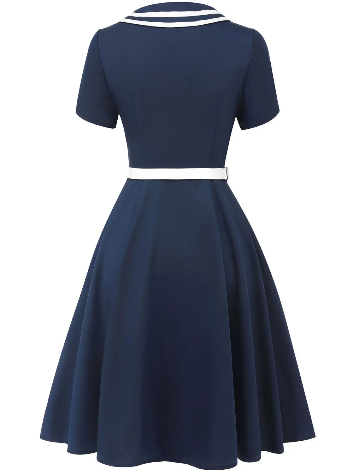 Outlet Retro Stage 1950s Sailor Style Double Breasted Dress Dark Blue