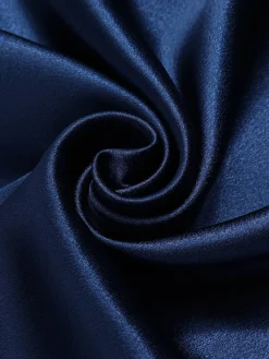 New Retro Stage 1930s Satin Halter Mermaid Dress Dark Blue