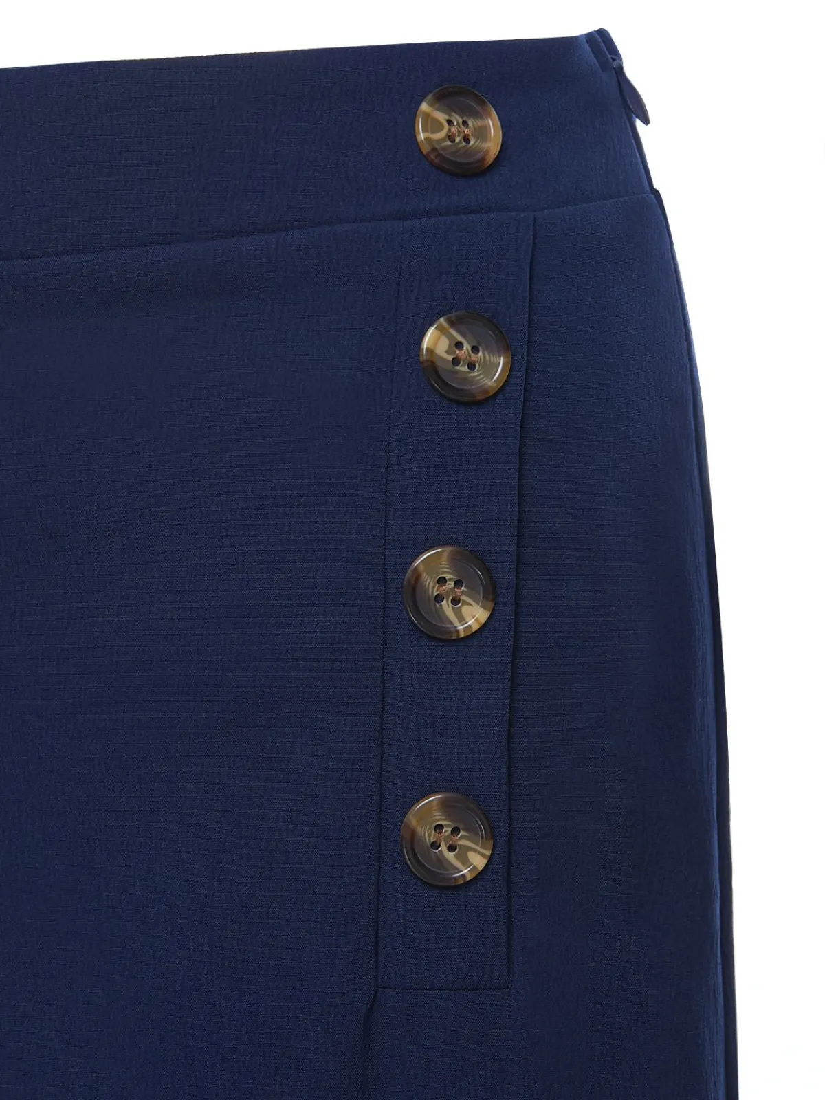 New Retro Stage 1950s Solid Button Wide-leg Pants Dark Blue