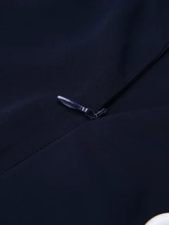 Hot Retro Stage 1950s Solid Button Straight Pants Dark Blue