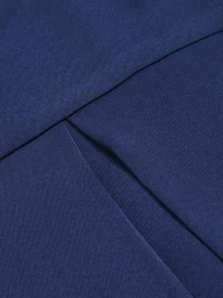 Outlet Retro Stage 1950s Solid High-Waist Pleated Skirt Dark Blue