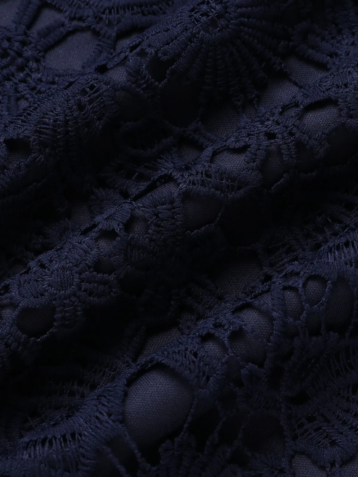 New Retro Stage 1960s Solid Lace Dress Dark Blue