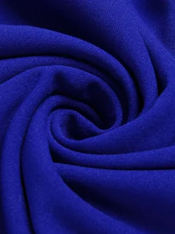 Best Retro Stage 1960s Solid Petal Collar Dress Dark Blue
