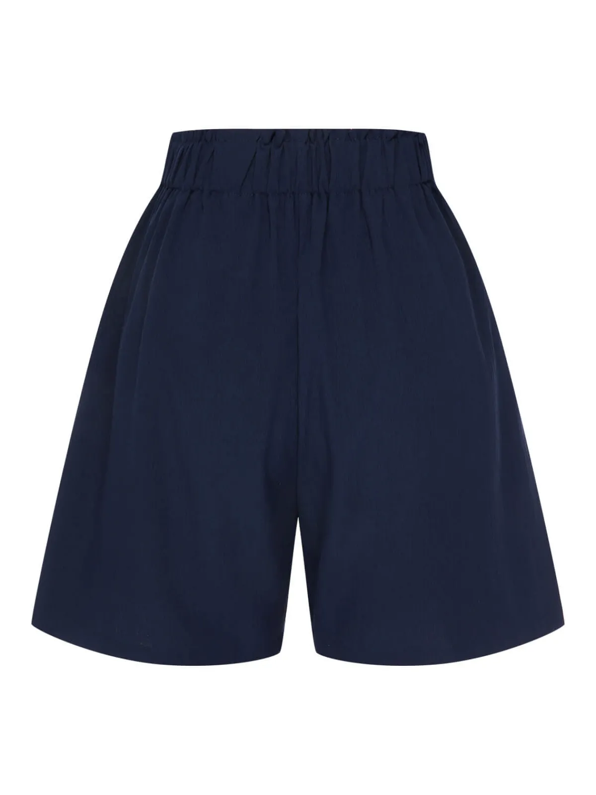 Outlet Retro Stage 1940s Solid Pleated Shorts Dark Blue