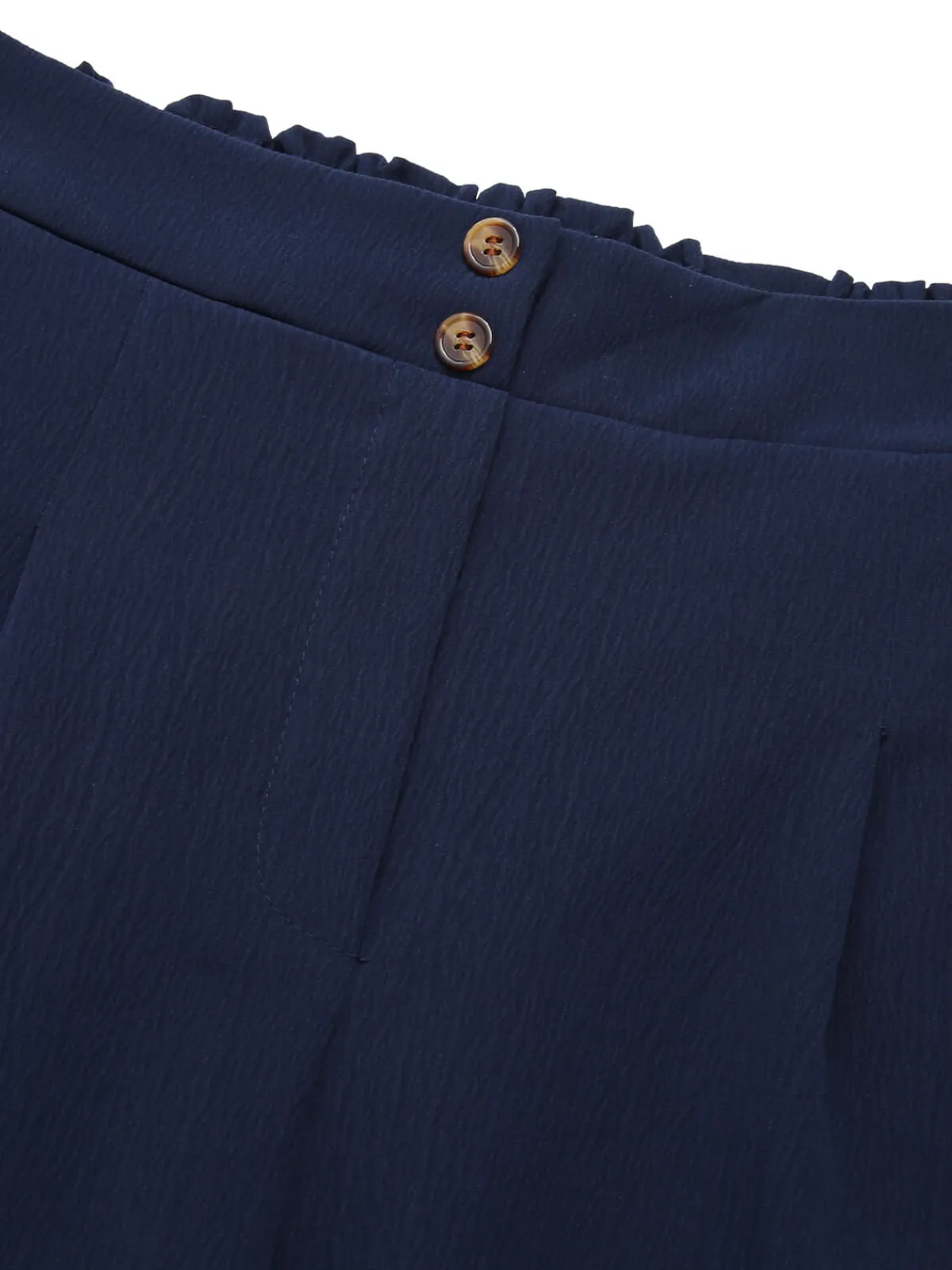 Outlet Retro Stage 1940s Solid Pleated Shorts Dark Blue