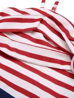 Discount Retro Stage 1930s Spaghetti Strap Stripes Jumpsuit Dark Blue