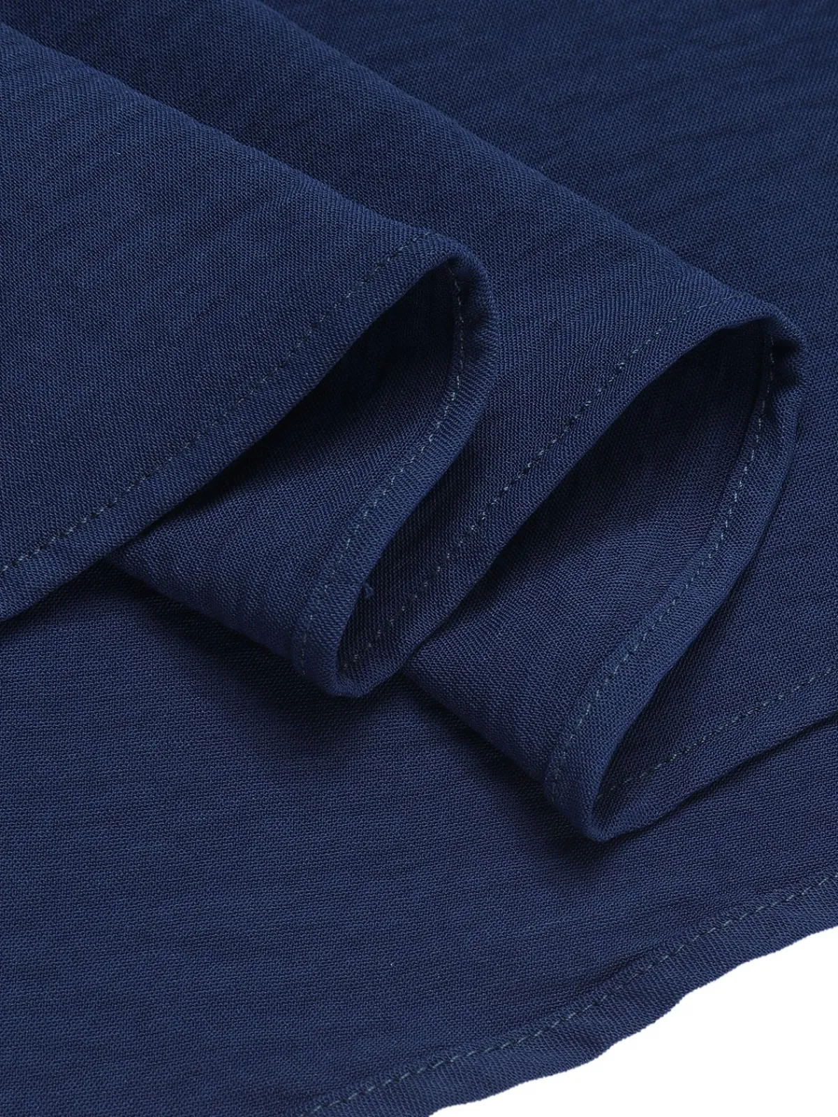 Online Retro Stage 1930s Square Neck Button Puff Dress Dark Blue