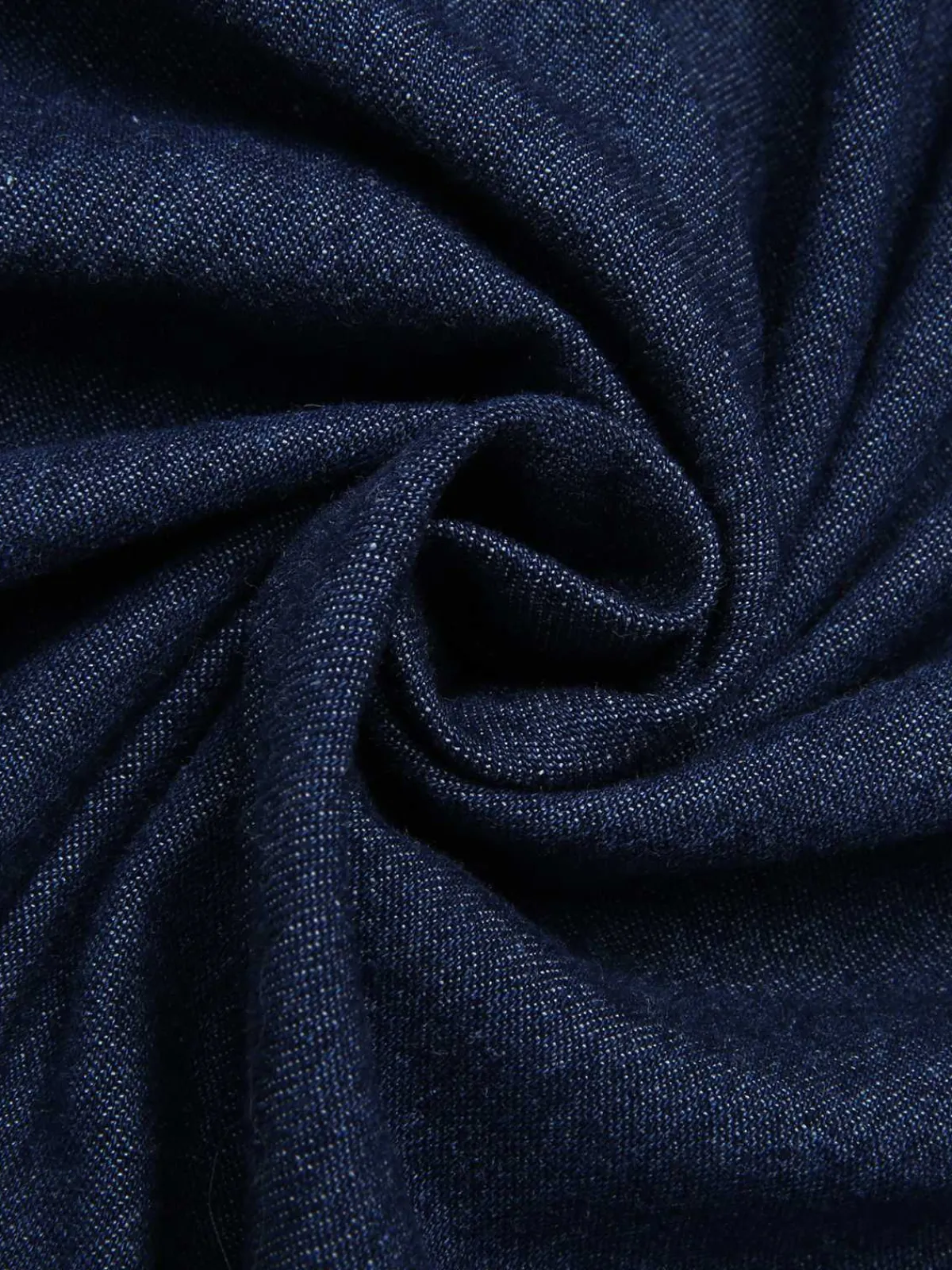 Discount Retro Stage 1940s Stand Collar Ruffle Hem Denim Dress Dark Blue
