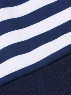 Outlet Retro Stage 1950s Striped Off-Shoulder Dress Dark Blue
