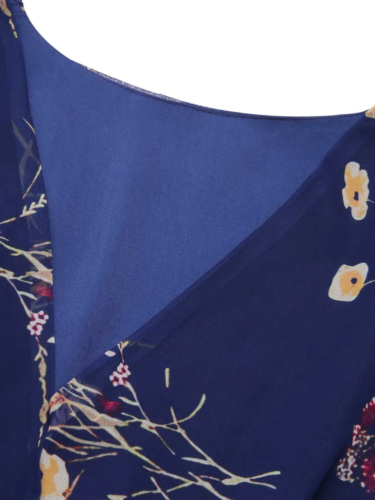 Outlet Retro Stage 1940s V-Neck Floral Puff Sleeve Dress Dark Blue
