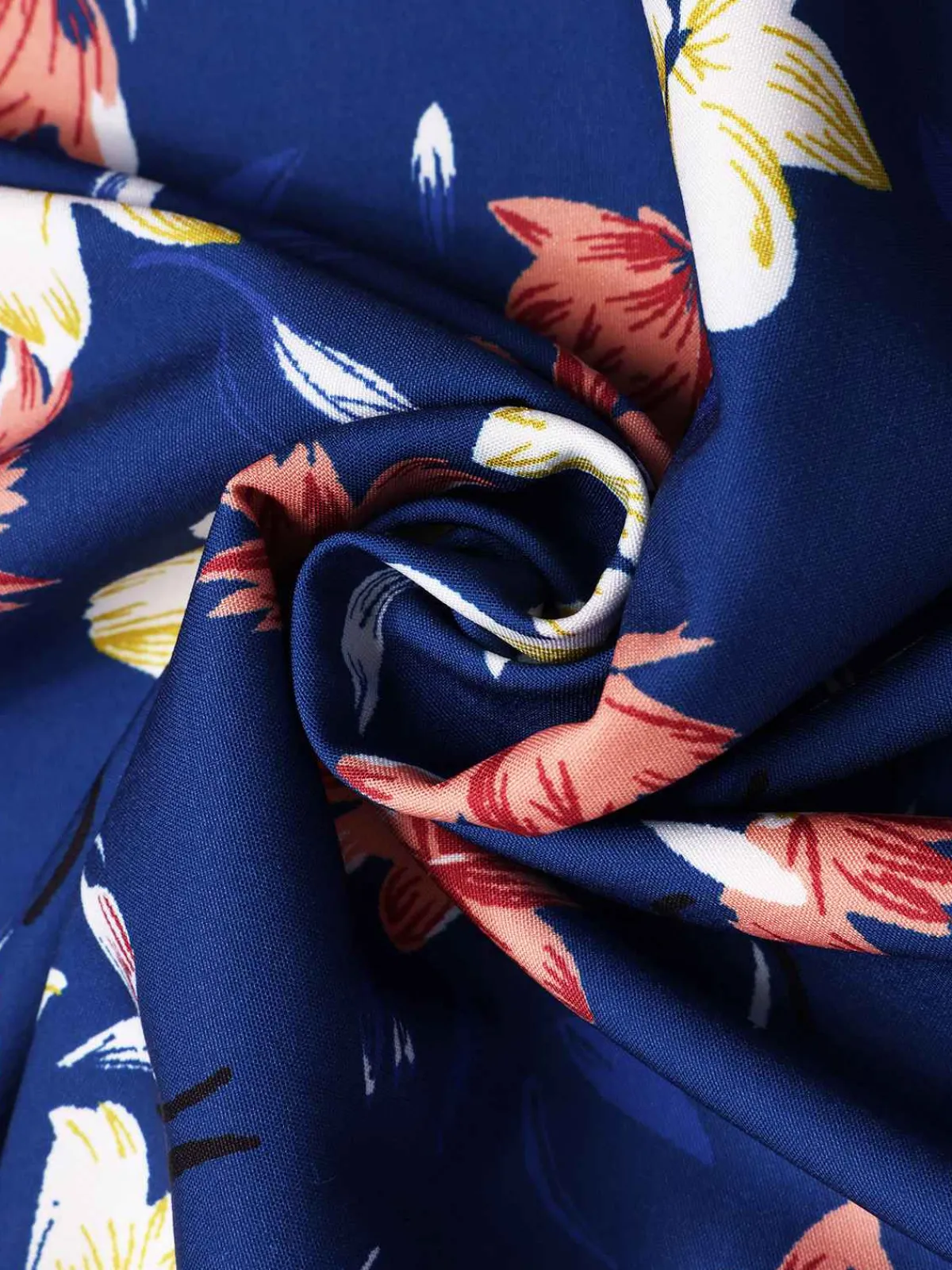 Clearance Retro Stage 1940s V-Neck Floral Dress Dark Blue