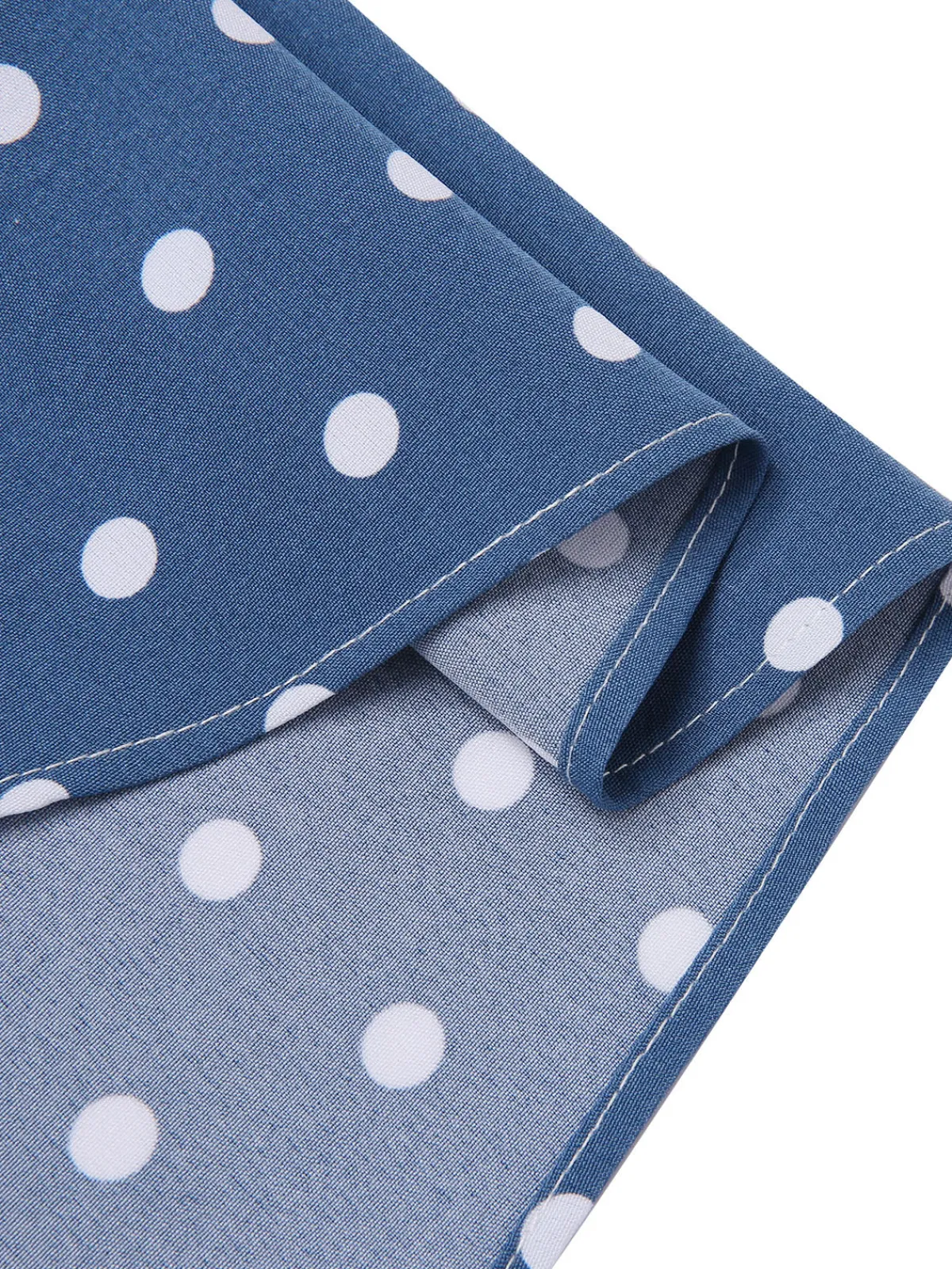 Hot Retro Stage 1930s V-Neck Polka Dots Belted Dress Dark Blue
