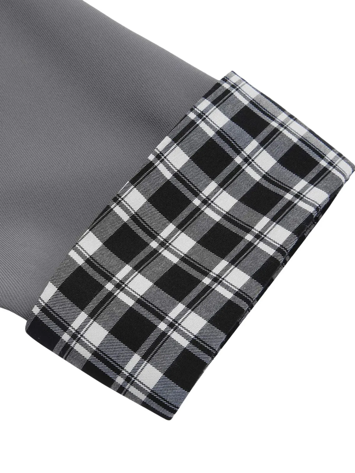 Sale Retro Stage 1950s Lapel Rolled Sleeve Plaid Short Coat Dark Gray