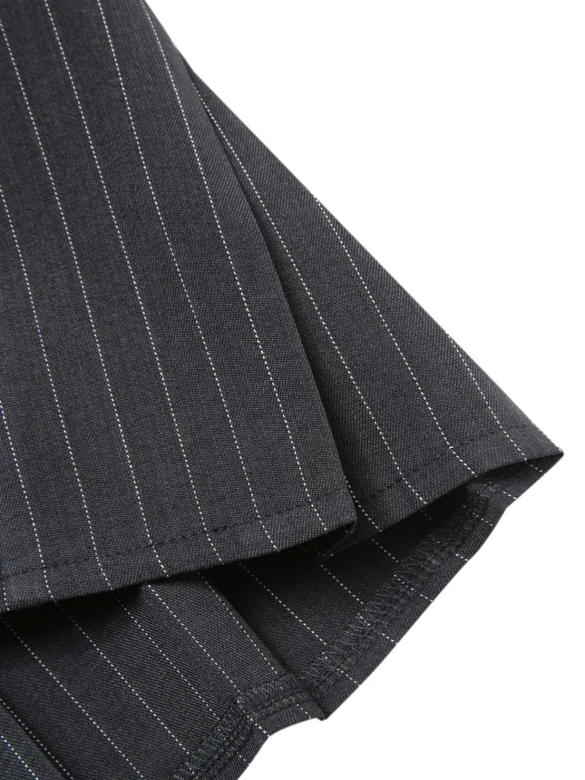 Hot Retro Stage Dark Gray 1960s Pinstripes Belted Pleated Skirt