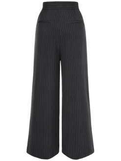 Hot Retro Stage 1940s Pinstripes Wide-Leg Pants Dark Gray