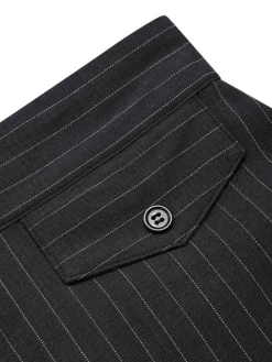 Hot Retro Stage 1940s Pinstripes Wide-Leg Pants Dark Gray