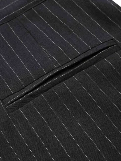 Hot Retro Stage 1940s Pinstripes Wide-Leg Pants Dark Gray