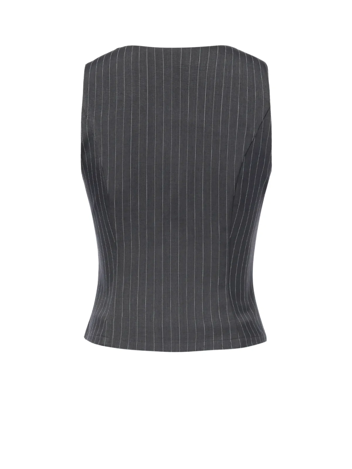 Clearance Retro Stage Dark Gray 1960s V-Neck Pinstripes Sleeveless Top