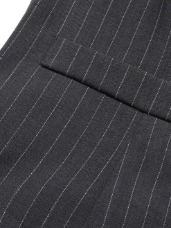 Clearance Retro Stage Dark Gray 1960s V-Neck Pinstripes Sleeveless Top