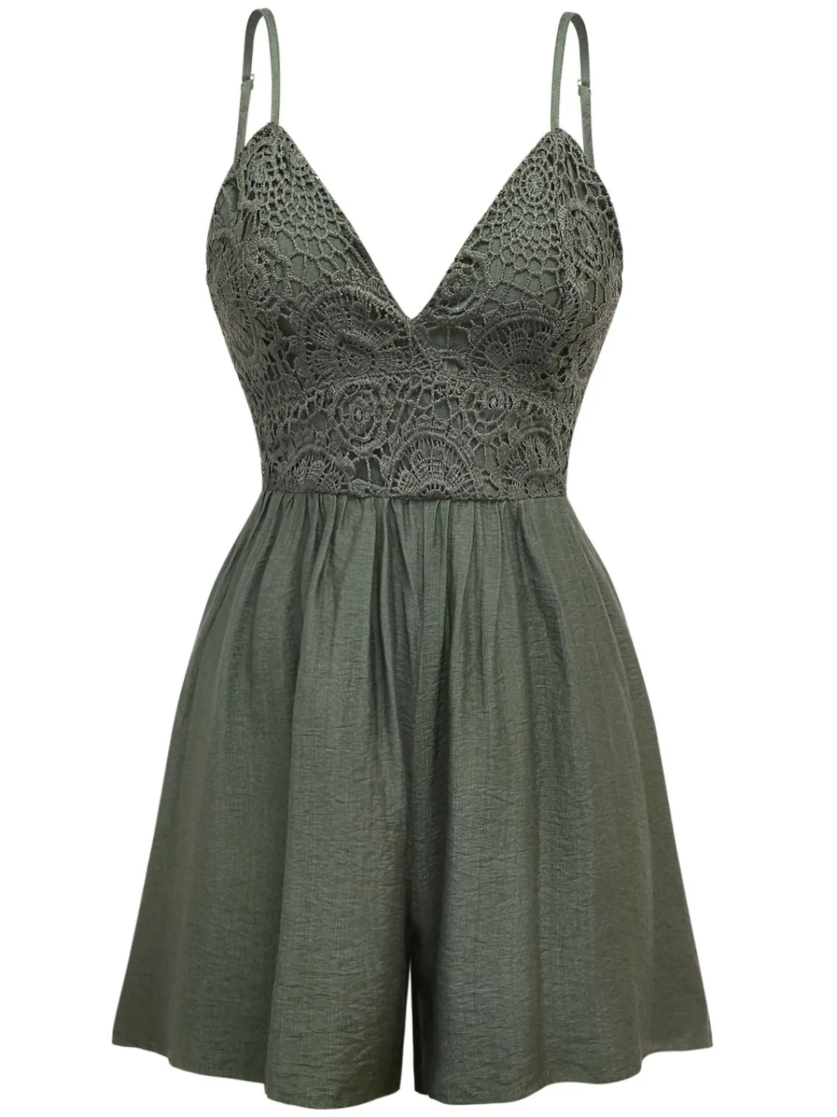 Clearance Retro Stage 1950s Embroidery Patchwork Smocked Romper Dark Green