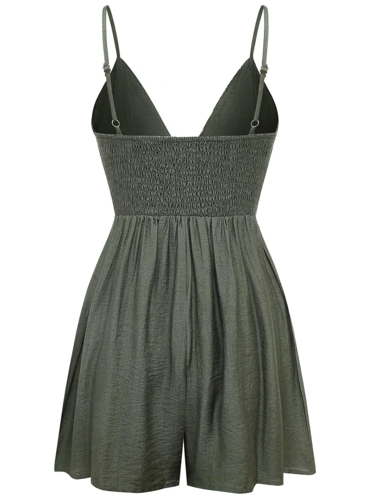 Clearance Retro Stage 1950s Embroidery Patchwork Smocked Romper Dark Green