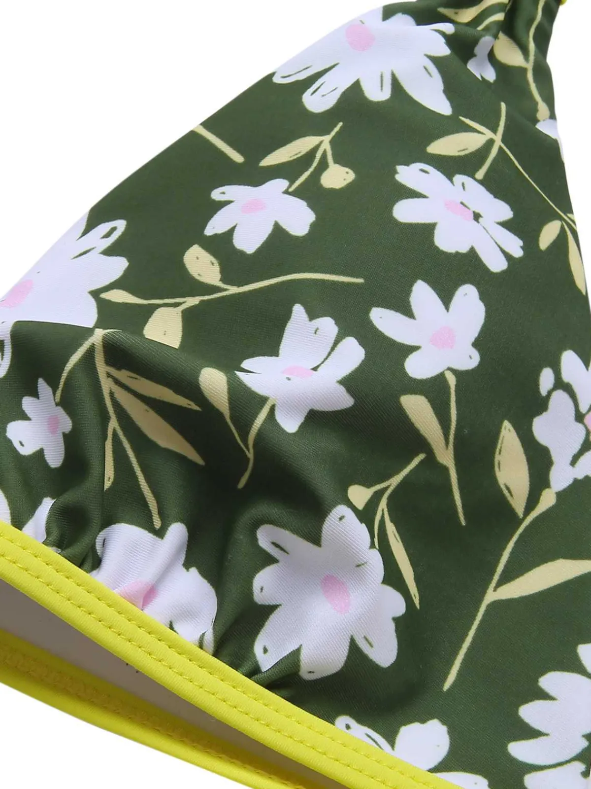 Hot Retro Stage 1940s Halter Bow Floral Swimsuit Dark Green