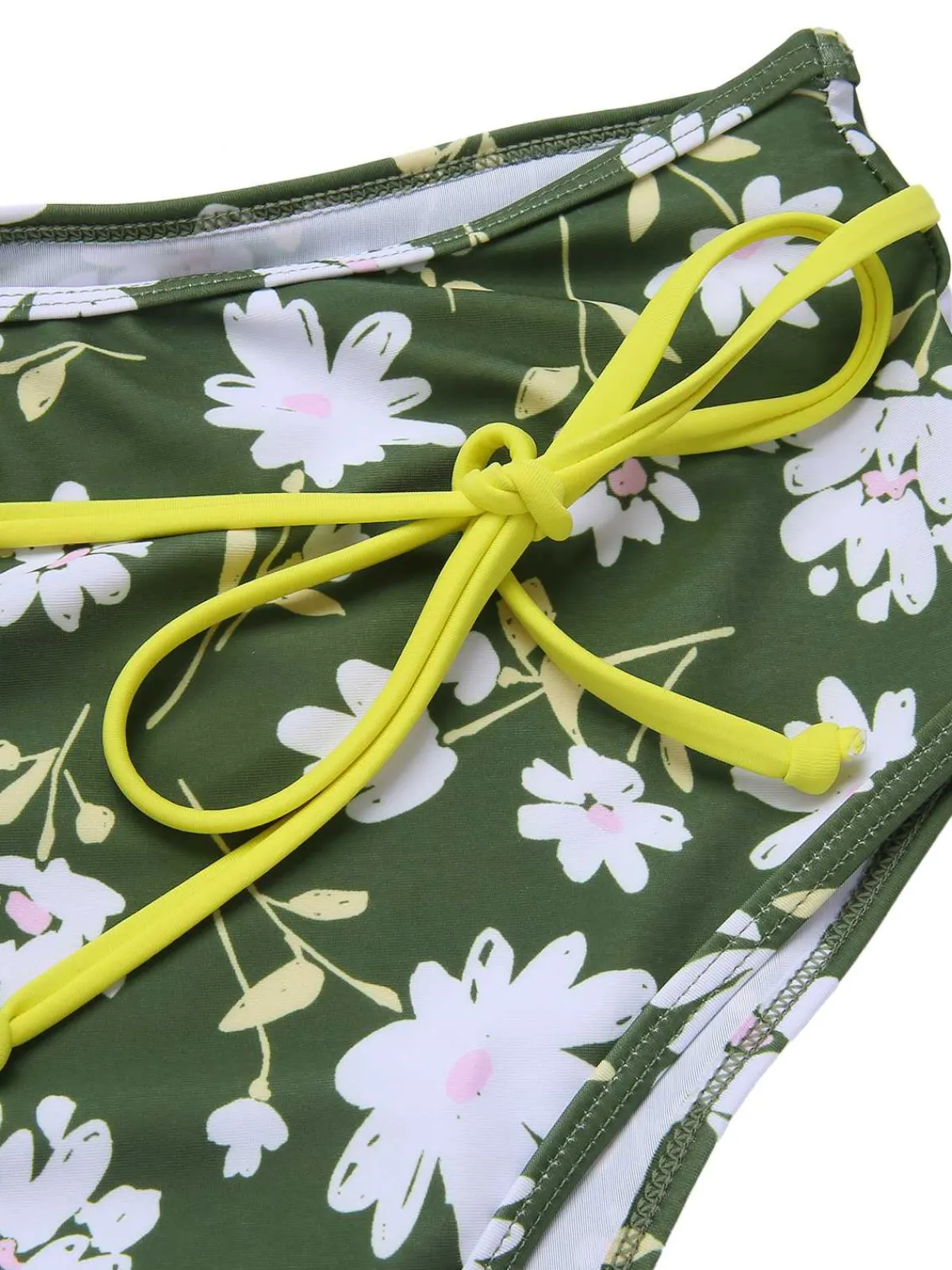 Hot Retro Stage 1940s Halter Bow Floral Swimsuit Dark Green