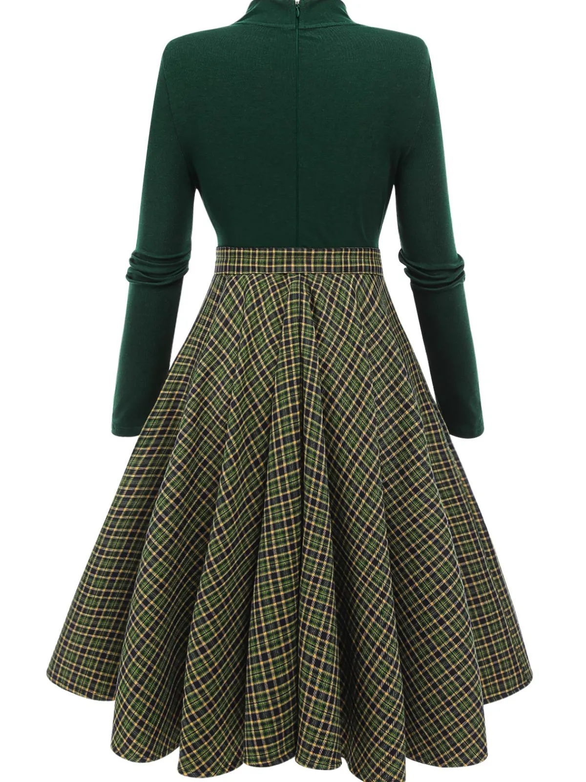 Hot Retro Stage Dark Green 1950s Plaid Knitting Dress