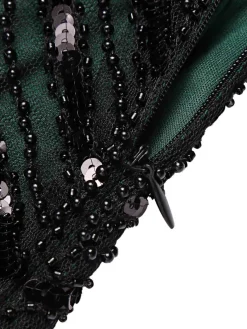 Best Retro Stage 1920s Sequined Flapper Dress dark green
