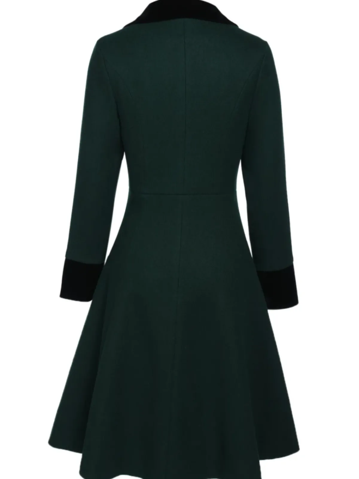 Online Retro Stage Dark Green 1940s Solid Button Coat