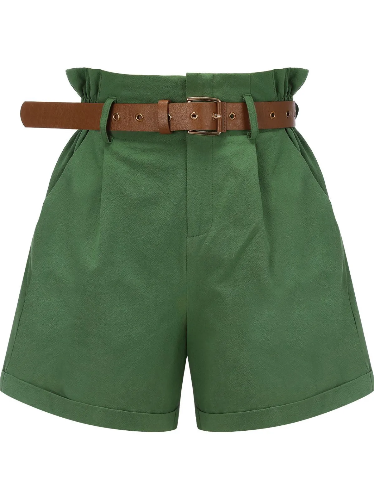 Online Retro Stage Dark 1960s Solid Vintage Shorts Green