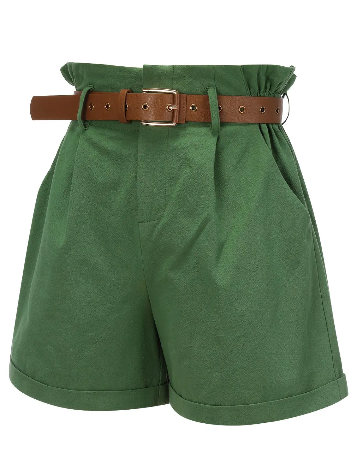 Online Retro Stage Dark 1960s Solid Vintage Shorts Green