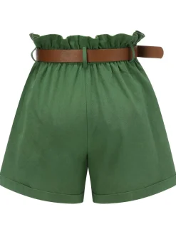 Online Retro Stage Dark 1960s Solid Vintage Shorts Green