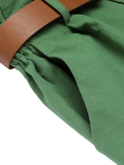 Online Retro Stage Dark 1960s Solid Vintage Shorts Green