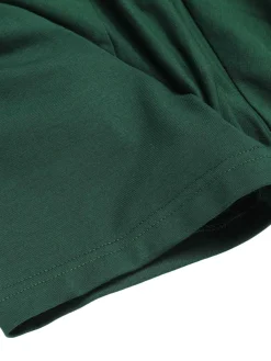 New Retro Stage 1940s Solid Wrap Dress Dark Green